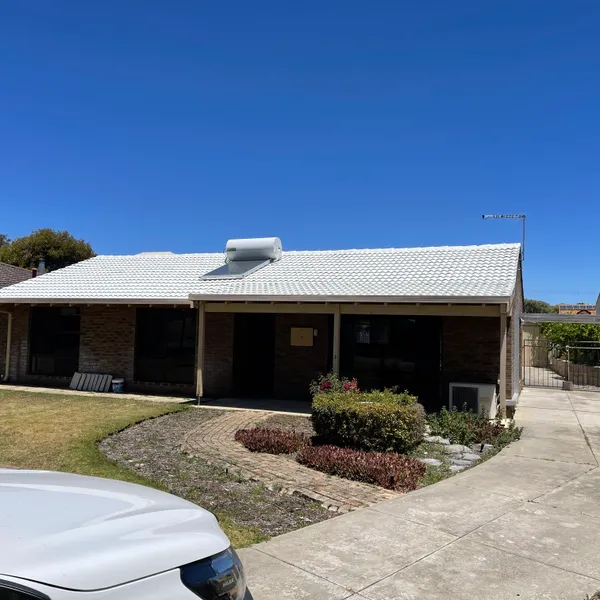 Perth roof with Colorbond Surfmist Dulux Acratex coating