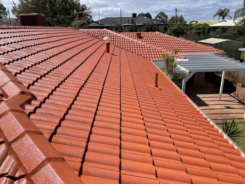 Perth roof with Dark Terracotta Dulux Acratex coating - view 1