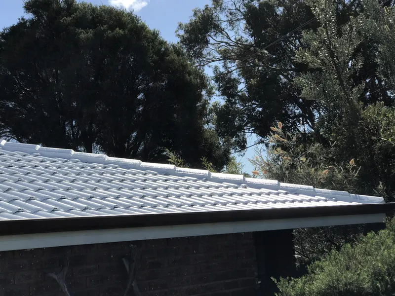 Perth roof with White Dulux Acratex coating - view 1