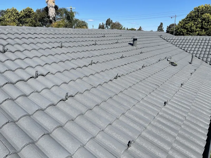 Perth roof with Colorbond Woodland Grey Dulux Acratex coating - view 1