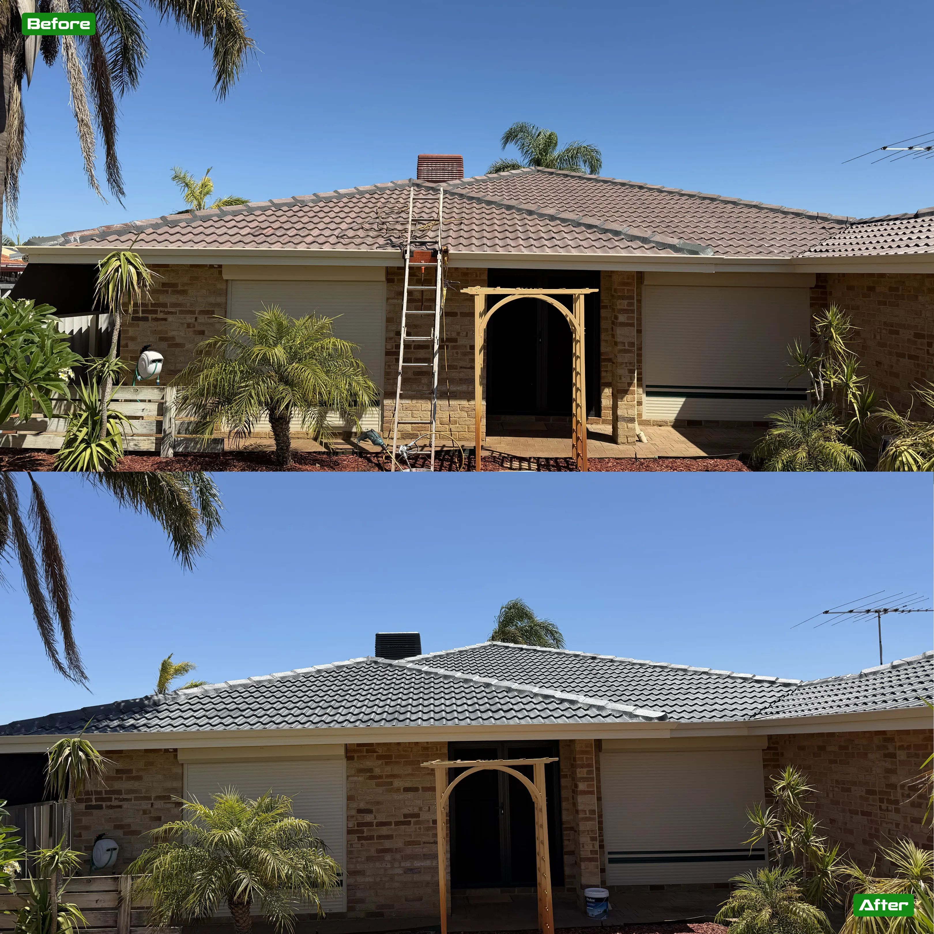 Before and after roof restoration in Perth - 13 restoration by Roof Restorers Perth WA