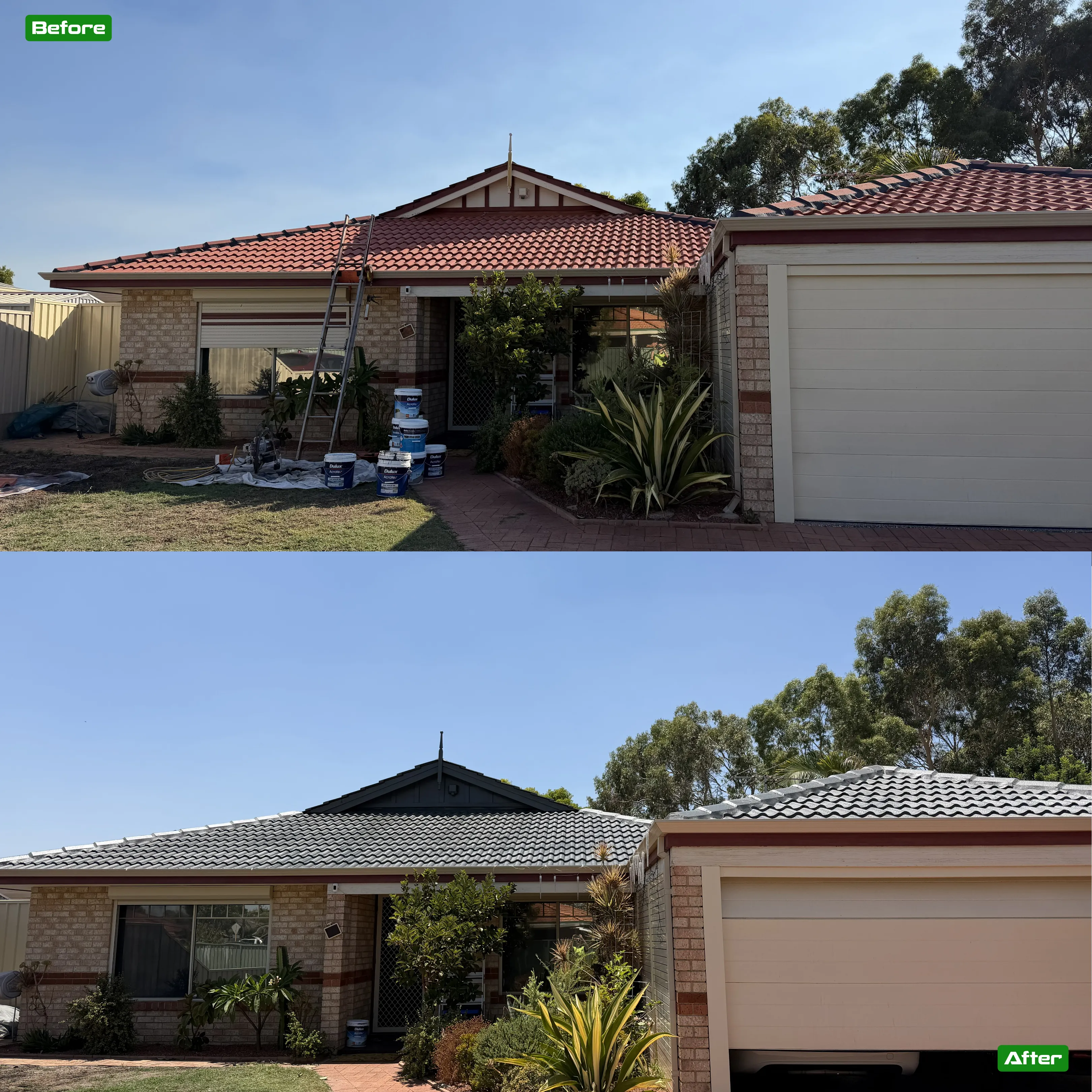 Before and after roof restoration in Perth - 16 restoration by Roof Restorers Perth WA