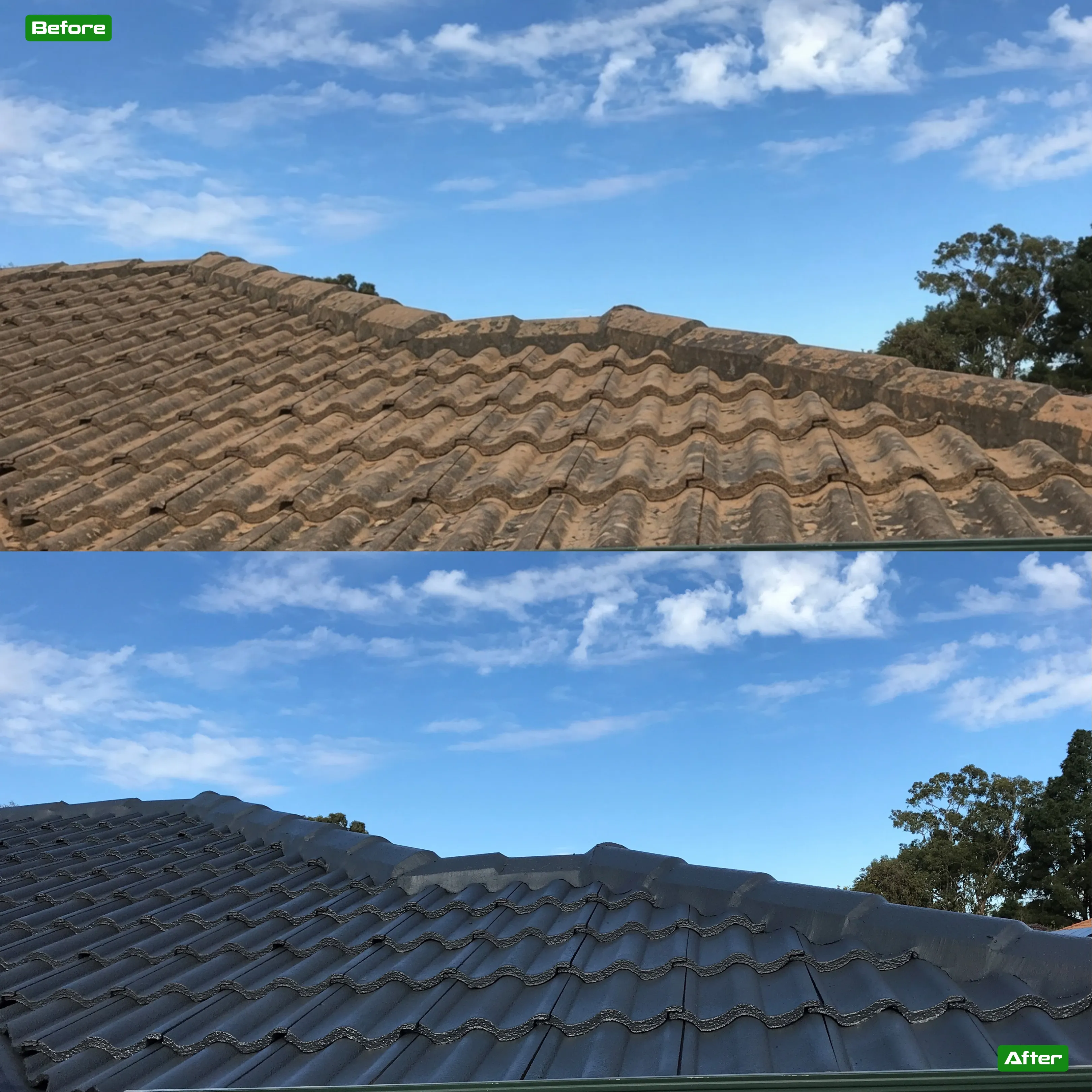 Before and after roof restoration in Perth - 20 restoration by Roof Restorers Perth WA