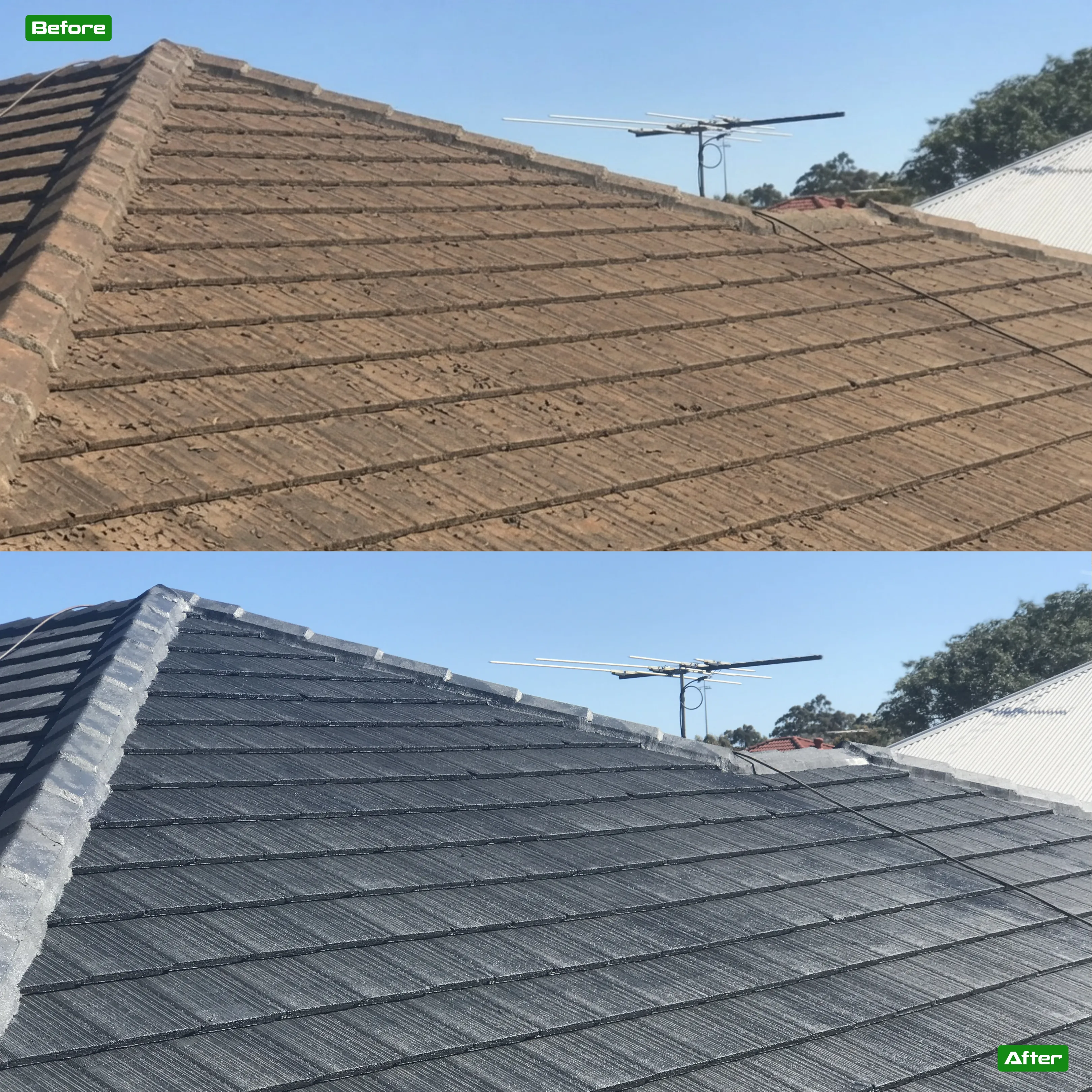 Before and after roof restoration in Perth - 22 restoration by Roof Restorers Perth WA