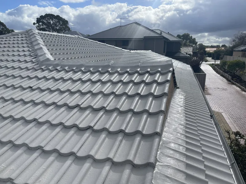 Perth roof with Colorbond Dune Dulux Acratex coating - view 3