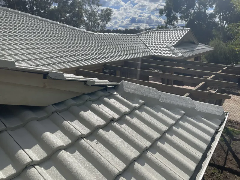Perth roof with Colorbond Evening Haze Dulux Acratex coating - view 3