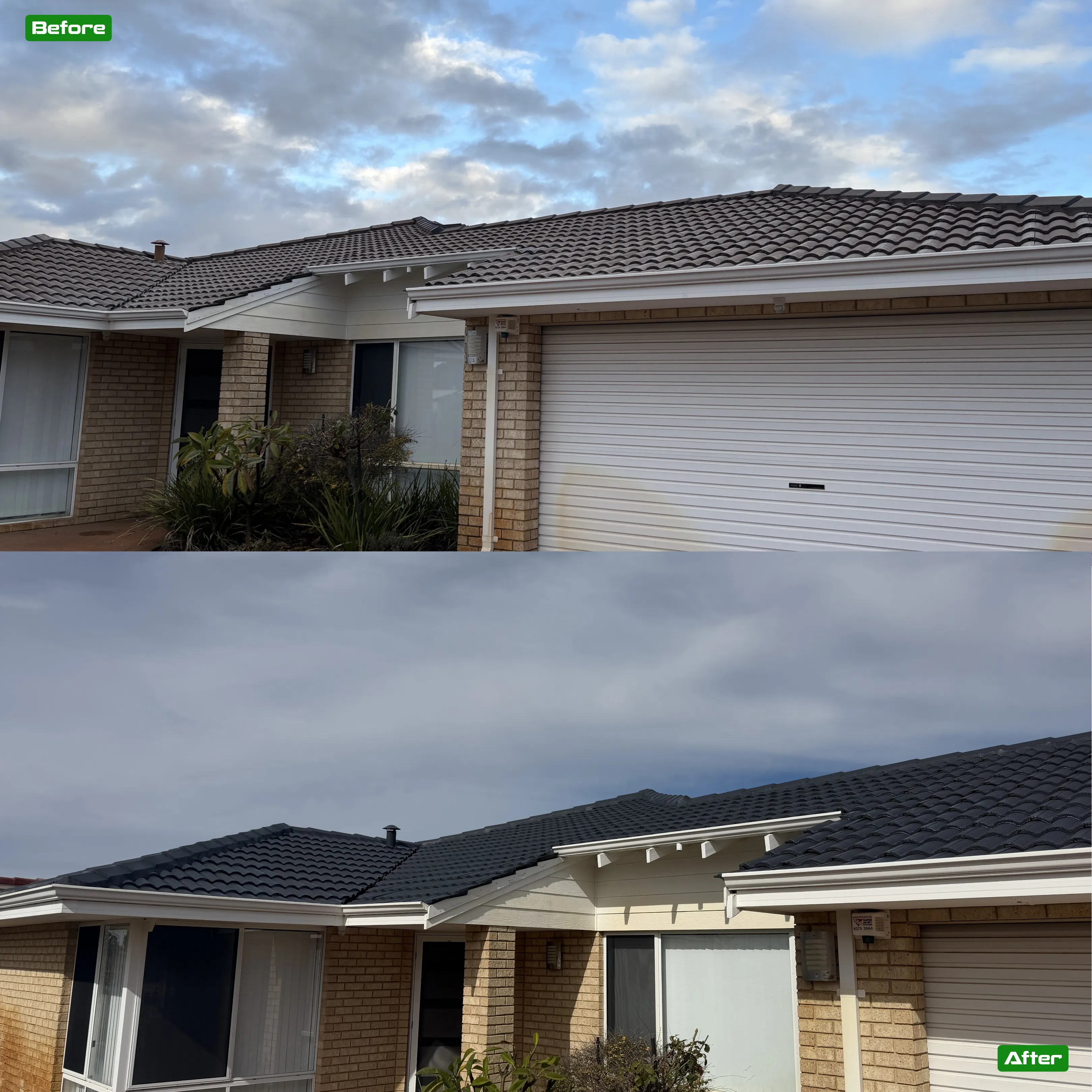 Before and after roof restoration in Perth - 3 restoration by Roof Restorers Perth WA