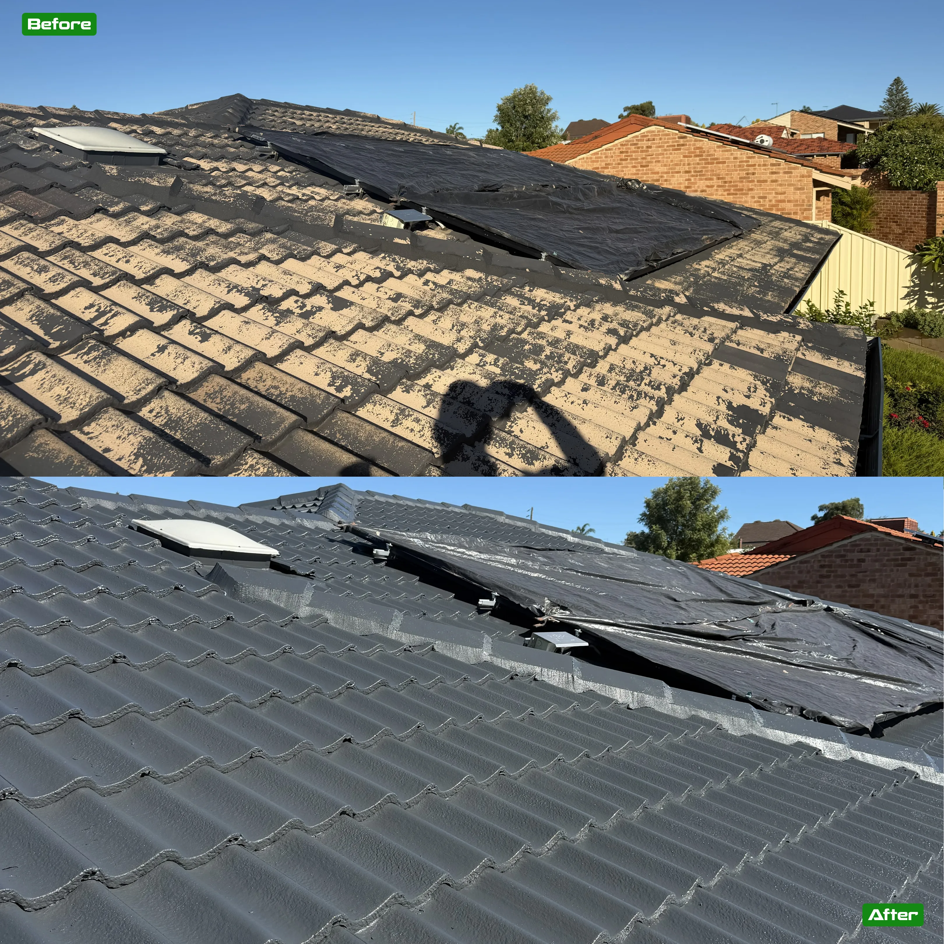 Before and after roof restoration in Perth - 6 restoration by Roof Restorers Perth WA