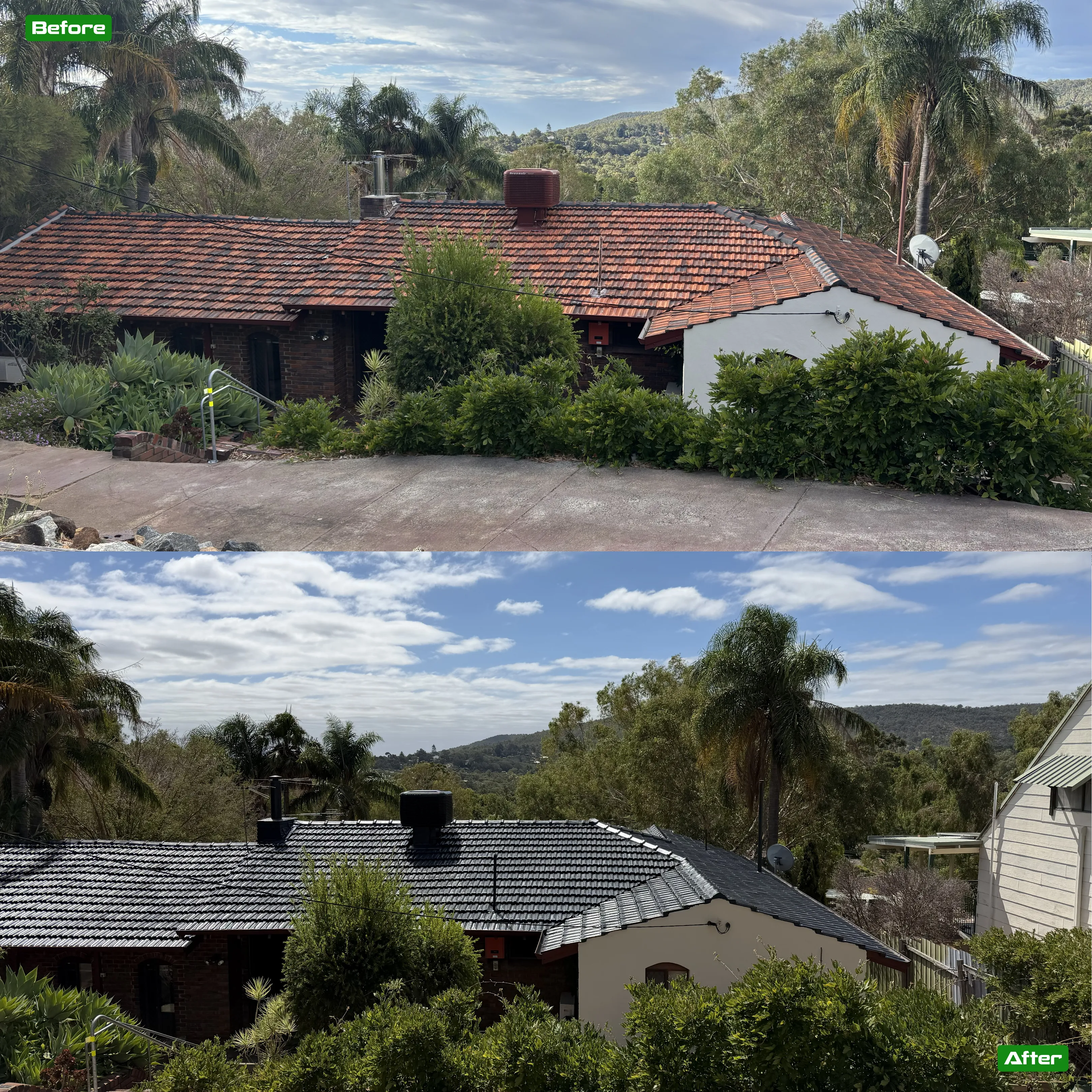 Before and after roof restoration in Perth - 7 restoration by Roof Restorers Perth WA