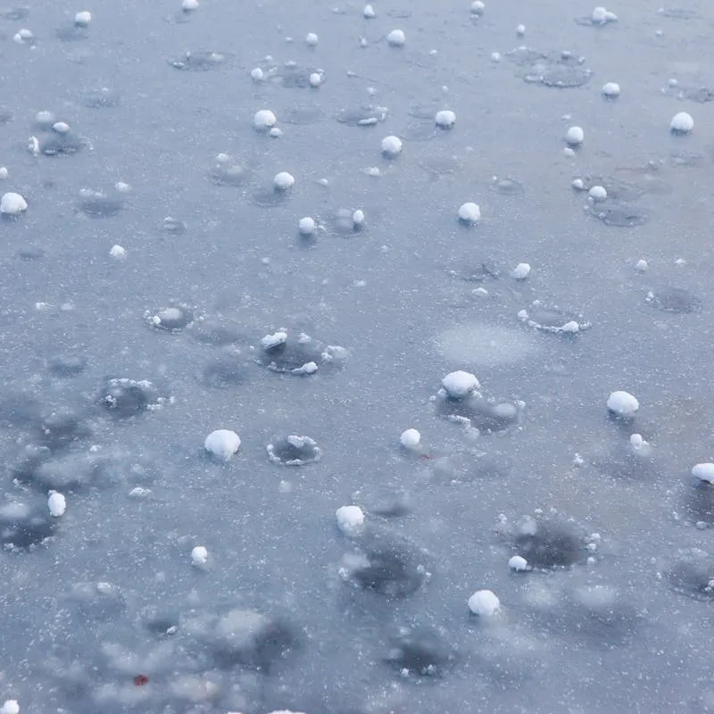 Hailstones on the ground after a heavy Perth storm