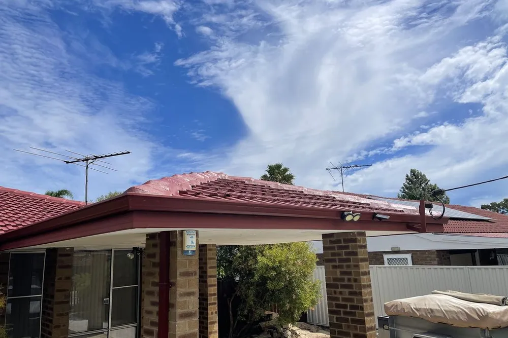 Perth roof with Colorbond Manor Red Dulux Acratex coating