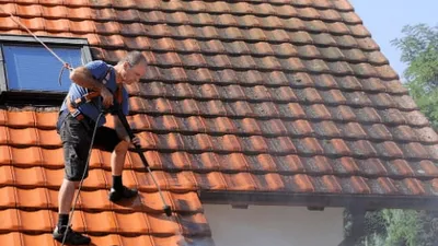 A Perth tile roof being professionally high-pressure cleaned
