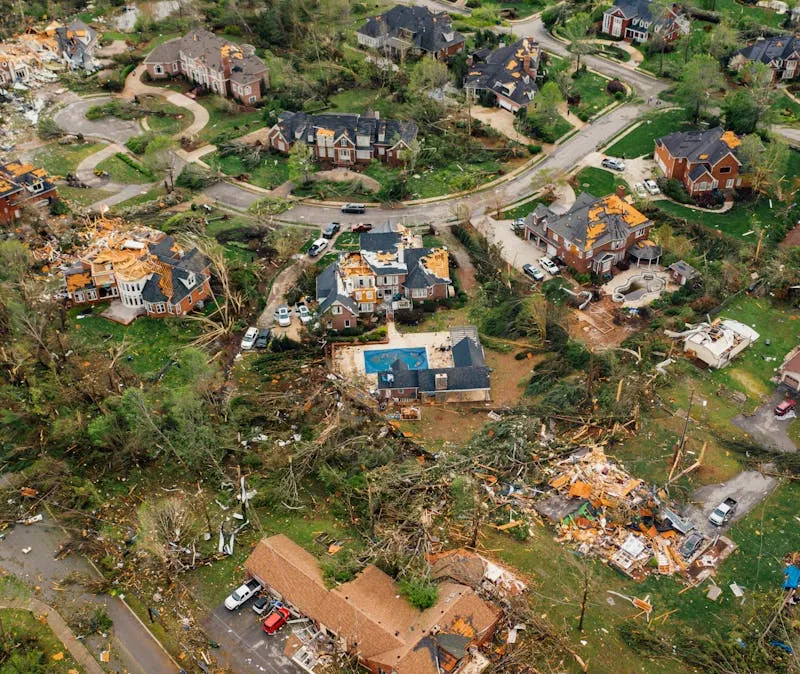 Houses showing damage from a severe Perth storm